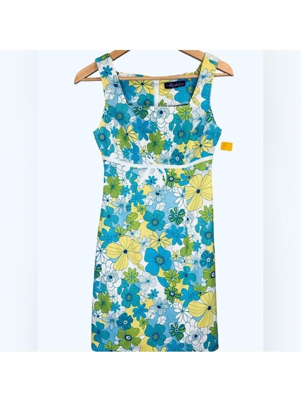 City Triangles Babydoll Sheath Blue and Yellow Floral Dress Small (p2p 16”)